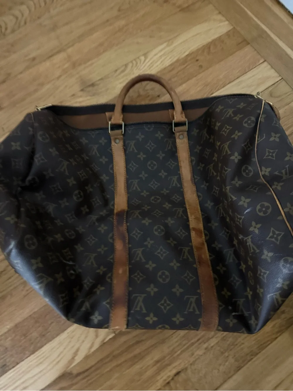 Louis Vuitton Monogram Canvas Duffel with Tan Leather Handles